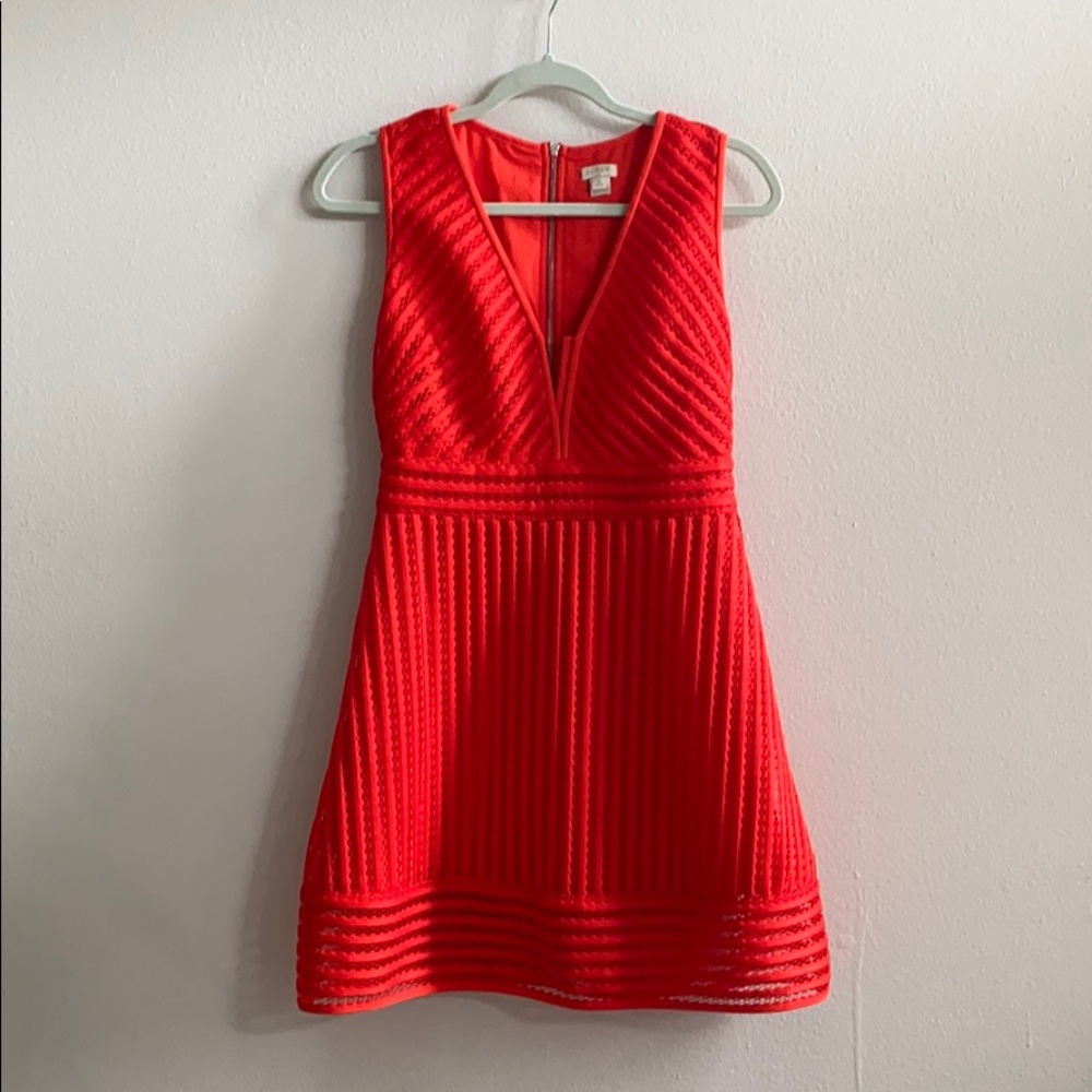 J. Crew red a-line perforated dress